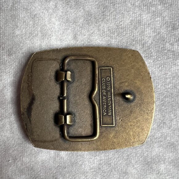 Handyman Club Of America Life Member Belt Buckle 1996 VTG Brass Hammer Logo Gift - Picture 2 of 5